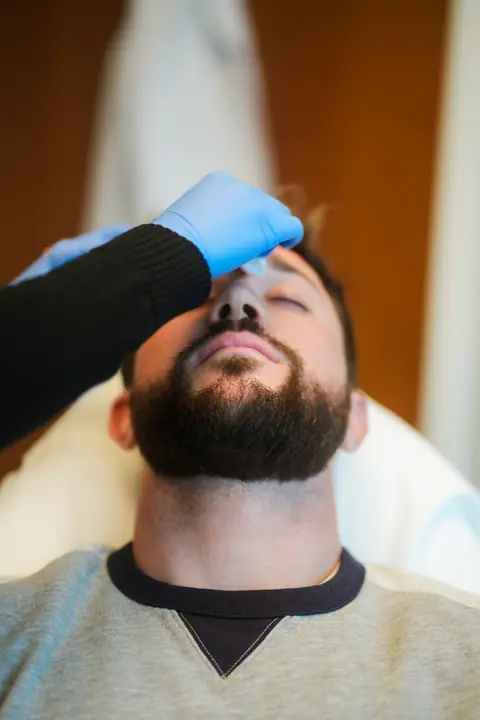 Client during a treatment at a med spa